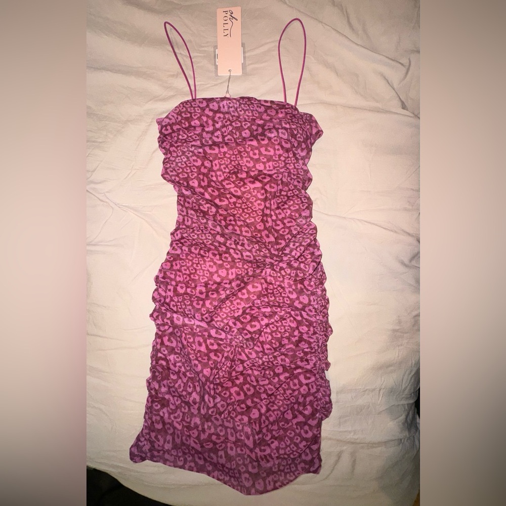 OH POLLY NWT CALL OF THE WILD BODYCON RUCHED MINI DRESS
